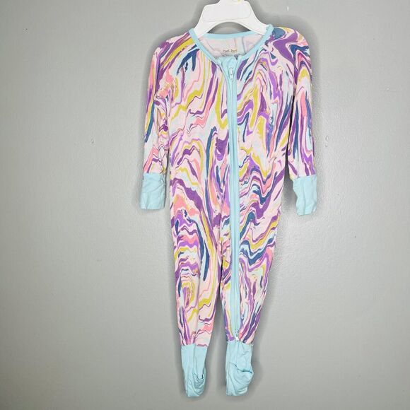 Little Sleepies Pink Marble Swirl Zippy 3-6 Month Girls OOS HTF Bamboo - Picture 2 of 6